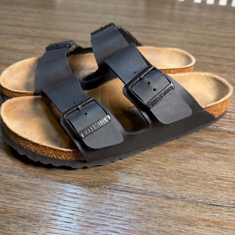 Birkenstock Arizona Black Birko-Flor Two Strap Buckle Slide Sandals Sz 40N L9 M7 - Picture 5 of 10